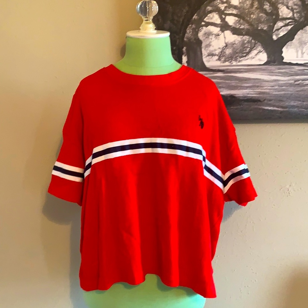 Red polo shirt